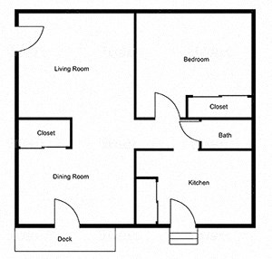 1 Bedroom Floor Plan 701-707 Walnut 1 Bed/1 Bath